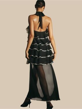 Elliatt Melissa Halter Ruffle Tiered Sheer Maxi Dress XL Petite NWT